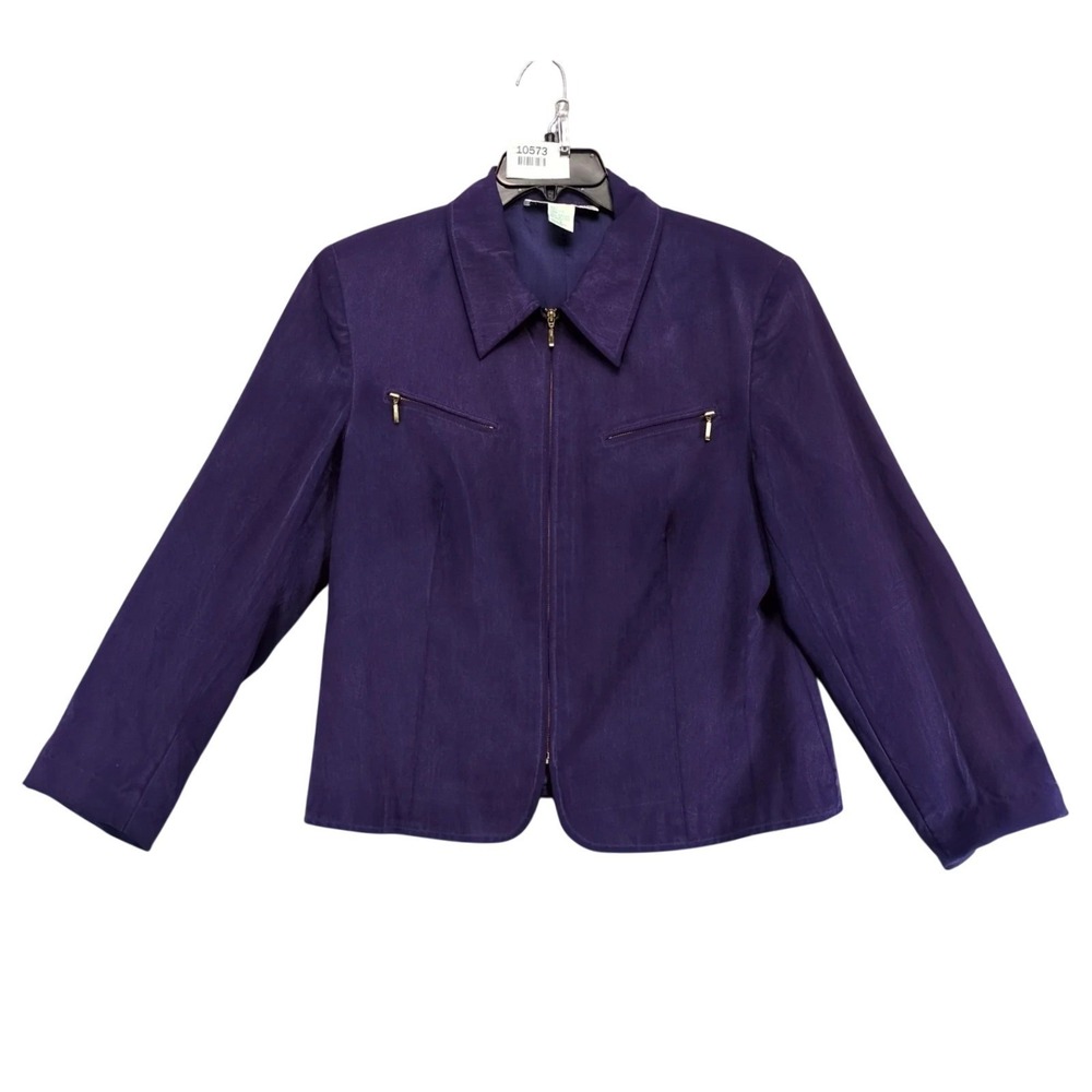 Vintage Mark Fore & Strike Purple Silk Jacket Womens S Gold Zippers Retro 90s